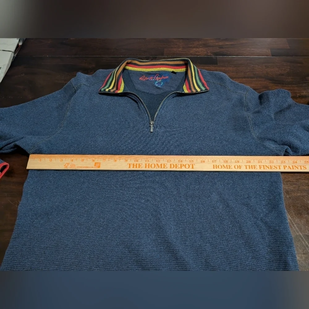 Robert Graham Blue Quarter-Zip Pull-Over Sweater, Men's Large